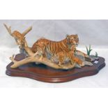 BORDER FINE ARTS 'BENGAL TIGRESS & CUBS' FIGURE MARKED 'W.W.F 1991 B.F.A SCOTLAND, NO.