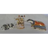 THREE ANIMAL RELATED ROYAL CROWN DERBY PAPERWEIGHTS INCLUDING BADGER,