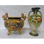 ORIENTAL PEDESTAL BOWL WITH MYTHICAL DECORATION DIAMETER,