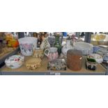 SELECTION OF VARIOUS PORCELAIN INCLUDING ROYAL WORCESTER LIDDED DISH TOGETHER WITH VARIOUS VASES,