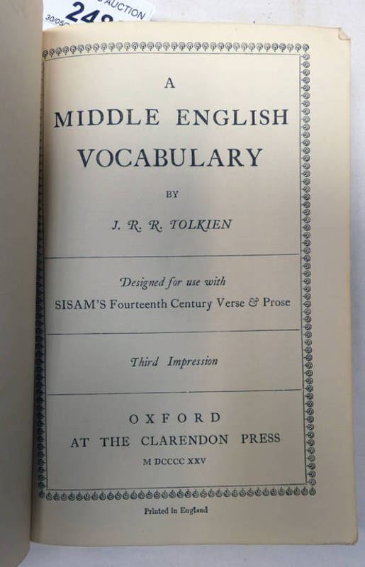 A MIDDLE ENGLISH VOCABULARY BY J.R.R.