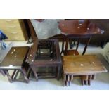 OAK NEST OF 3 TABLES, OAK DROP-LEAF TABLE, NEST OF 3 TABLES,