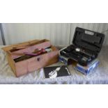 BLACK & DECKER CORDLESS SUPER POWER DRIVER KIT & WOODEN TOOL BOX WITH CONTENTS OF TOOLS