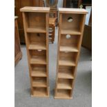 PAIR OF BEECH WOOD CD RACKS