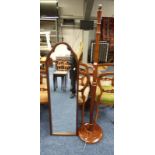 MAHOGANY STANDARD LAMP & MAHOGANY FRAMED MIRROR