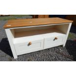 MODERN PINE TOPPED CHEST OF 2 DRAWERS LENGTH 95 CM X HEIGHT 51 CM