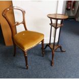 LATE 19TH CENTURY WALNUT HAND CHAIR & MAHOGANY PLANT STAND