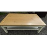 PINE RECTANGULAR COFFEE TABLE ON SQUARE SUPPORTS LENGTH 127 CM