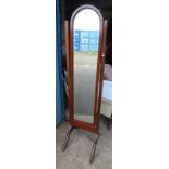 19TH CENTURY MAHOGANY CHEVAL MIRROR,