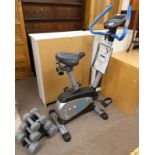 YORK FITNESS EXERCISE BIKE AND SET OF PRO FITNESS WEIGHTS