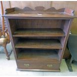 EARLY 20TH CENTURY MAHOGANY OPEN BOOKCASE WITH 2 DRAWERS 102CM TALL