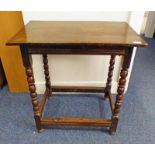 19TH CENTURY OAK LAMP TABLE ON TURNED SUPPORTS,