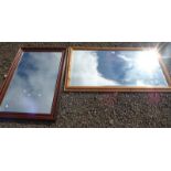 PINE FRAMED BEVELLED EDGED MIRROR AND ONE OTHER MIRROR HEIGHT 60 CM X WIDTH 120 CM