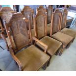 SET 8 OF HARDWOOD DINING CHAIRS WITH BERGERE PANEL BACKS INCLUDING 2 ARMCHAIRS