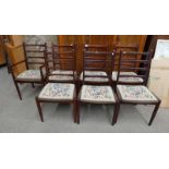 SET OF 7 MAHOGANY LADDER BACK DINING CHAIRS INCLUDING 1 ARMCHAIR