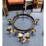 METAL 6 BRANCH CENTRE LIGHT FIXTURE,