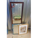 MAHOGANY FRAMED MIRROR,