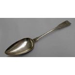 CHANNEL ISLANDS SILVER FIDDLE PATTERN TABLE SPOON BY JACQUES QUESNEL CIRCA 1820 - 50G