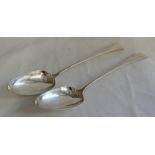 PAIR OF GEORGE III SILVER BASTING SPOONS BY RICHARD CROSSLEY LONDON 1797 - 210G Condition