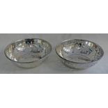 PAIR OF SILVER CIRCULAR BON BON DISHES WITH PIERCED DECORATION,