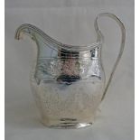 GEORGE III SILVER CREAM JUG WITH ENGRAVED DECORATION BY PETER ANN & WILLIAM BATEMAN LONDON 1804 -