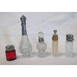 SILVER TOPPED CRANBERRY GLASS SCENT BOTTLE,