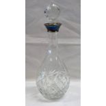 SILVER MOUNTED CUT GLASS DECANTER,