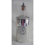 SILVER MOUNTED GLASS SCENT BOTTLE DECORATED WITH CHERUBS,
