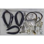 HORSE HARNESS / COLLARS AND A SELECTION OF HORSE BITS ETC IN ONE BOX