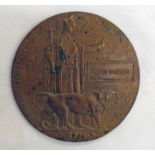 WW1 DEATH PENNY MARKED PETER WATSON