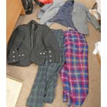 2 PAIRS OF TARTAN TROUSERS & 2 JACKETS Condition Report: Several moth holes and