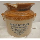 DAVID BALFOUR PERTH ROAD DUNDEE STONEWARE CROCK