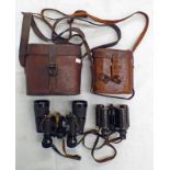 WW1 BRITISH MILITARY MARKED TURNER-BETCH PRISM BINOCULAR FIELD GLASS 6X IN ITS LEATHER CASE WITH