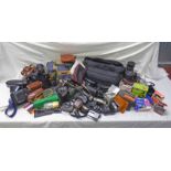 BOX OF CAMERAS & EQUIPMENT TO INCLUDE BROWNIES REFLEX, MIRANDA MOTORDRIVE DX,