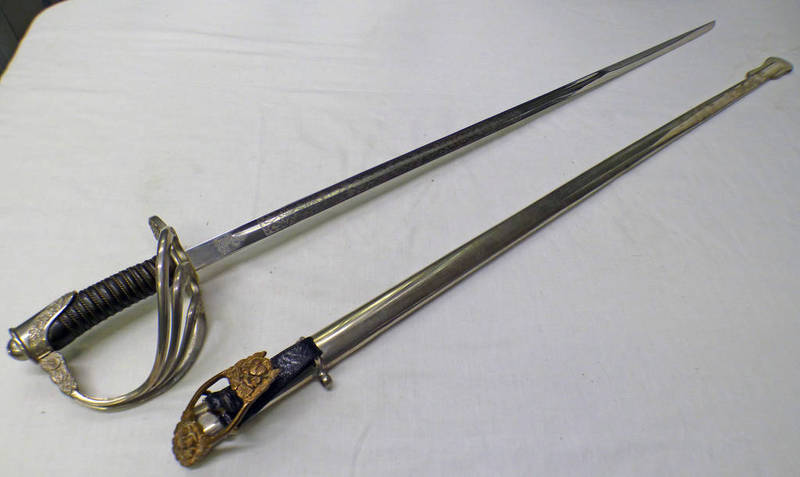 SPANISH DRESS SWORD WITH FOLIATE ETCHED EPEE BLADE - 80 CM "TOLEDO" MARKED ON THE RICASSO,