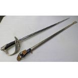 SPANISH DRESS SWORD WITH FOLIATE ETCHED EPEE BLADE - 80 CM "TOLEDO" MARKED ON THE RICASSO,