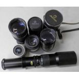 SELECTION OF CAMERA LENSES INCLUDING MINOLTA AF 70-210MM 1:305 (22) - 4.5 F=80-200MM, TAMRON 1:3.