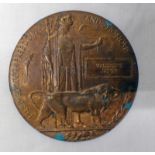 WORLD WAR ONE DEATH PENNY TO VALENTINE DIXON