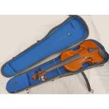 VIOLIN WITH 36CM LONG 2 PIECE BACK IN CASE