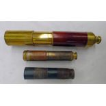 TRY ME 3 DRAW BRASS TELESCOPE AND ONE OTHER BRASS 3 DRAW TELESCOPES -2-