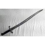BRITISH 1856 ENFIELD PATTERN SWORD BAYONET WITH 57CM BLADE STAMPED JK 431 ENFIELD WITH CHEQUERED