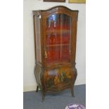 19TH CENTURY KINGWOOD VITRINE WITH SHAPED FRONT, GILT ORMOLU MOUNTS,