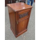 LATE 19TH CENTURY MAHOGANY CABINET WITH CARVED DECORATION