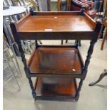 LATE 19TH CENTURY MAHOGANY 3 TIER WHAT-NOT ON TURNED SUPPORTS WIDTH 45 CM X HEIGHT 76 CM