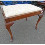 EARLY 20TH CENTURY MAHOGANY STOOL ON QUEEN ANNE SUPPORTS,