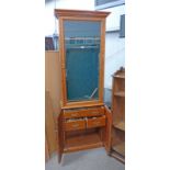 LATE 19TH CENTURY OAK GUN CABINET WITH GLAZED PANEL DOOR OVER 2 PANEL DOORS WITH FITTED INTERIOR OF