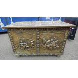 LARGE BRASS COAL BOX WIDTH 80 CM X HEIGHT 52 CM