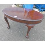 MAHOGANY OVAL COFFEE TABLE ON BALL & CLAW SUPPORTS