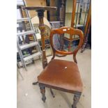 19TH CENTURY MAHOGANY DINING CHAIR ON TURNED SUPPORTS AND PLANT STAND