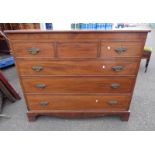 19TH CENTURY INLAID MAHOGANY CHEST OF 3 SHORT OVER 3 GRADUATED LONG DRAWERS ON BRACKET SUPPORTS